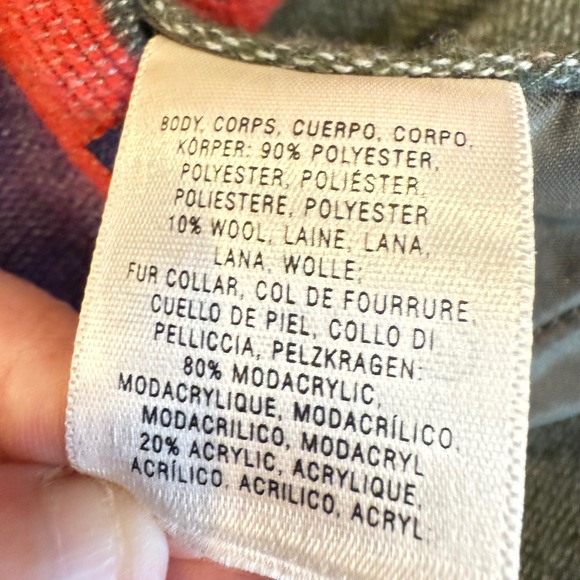 Cartonnier Medium women Wool Fur collar Cape Toggle Coat Olive chevron old money - Picture 12 of 14